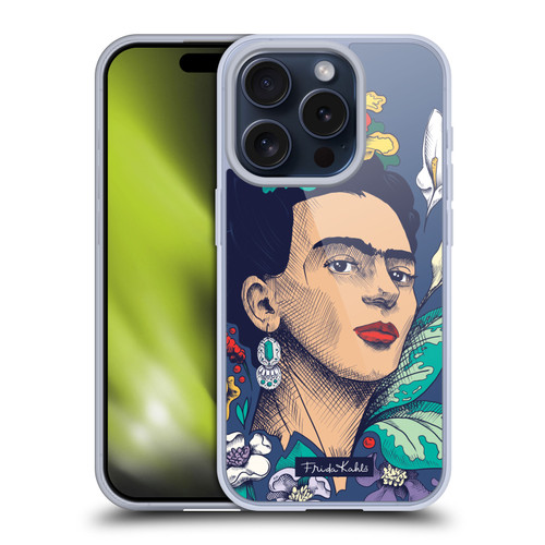 Frida Kahlo Sketch Flowers Soft Gel Case for Apple iPhone 15 Pro