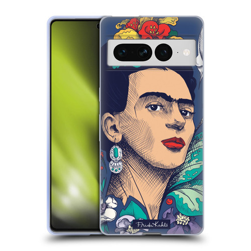 Frida Kahlo Sketch Flowers Soft Gel Case for Google Pixel 7 Pro