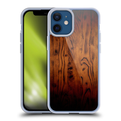 PLdesign Wood Prints Rustic Vintage Brown Burnt Soft Gel Case for Apple iPhone 12 Mini