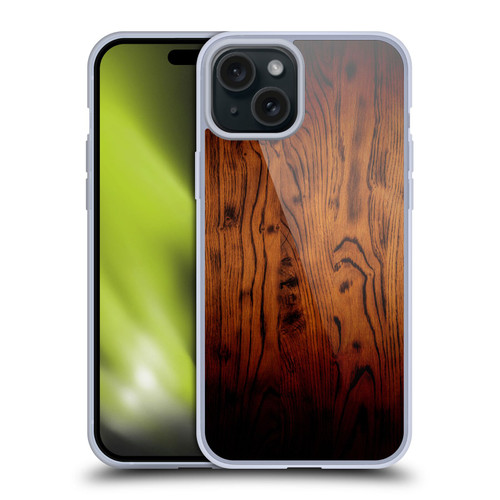 PLdesign Wood Prints Rustic Vintage Brown Burnt Soft Gel Case for Apple iPhone 15 Plus