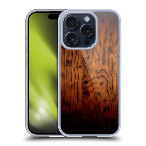 PLdesign Wood Prints Rustic Vintage Brown Burnt Soft Gel Case for Apple iPhone 15 Pro