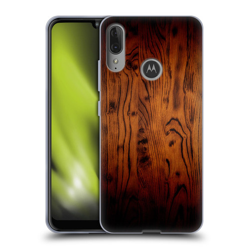 PLdesign Wood Prints Rustic Vintage Brown Burnt Soft Gel Case for Motorola Moto E6 Plus