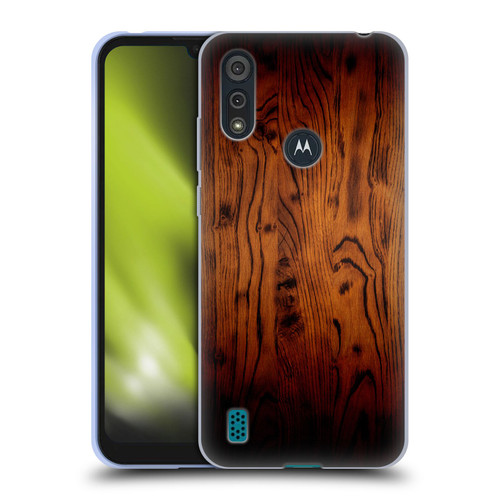 PLdesign Wood Prints Rustic Vintage Brown Burnt Soft Gel Case for Motorola Moto E6s (2020)