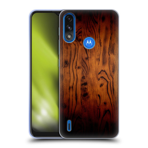 PLdesign Wood Prints Rustic Vintage Brown Burnt Soft Gel Case for Motorola Moto E7 Power / Moto E7i Power