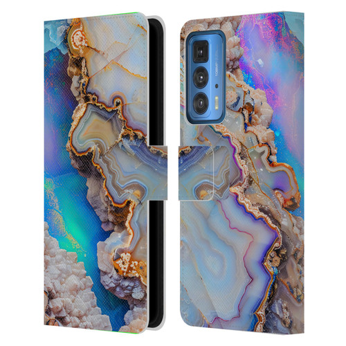 Haroulita Agates Pastel Leather Book Wallet Case Cover For Motorola Edge (2022)