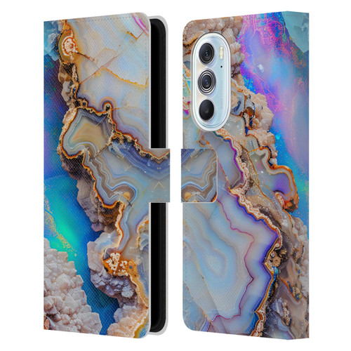 Haroulita Agates Pastel Leather Book Wallet Case Cover For Motorola Edge X30