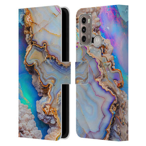 Haroulita Agates Pastel Leather Book Wallet Case Cover For Motorola Moto G60 / Moto G40 Fusion