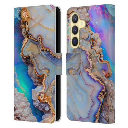 Haroulita Agates Pastel Leather Book Wallet Case Cover For Samsung Galaxy S24 5G