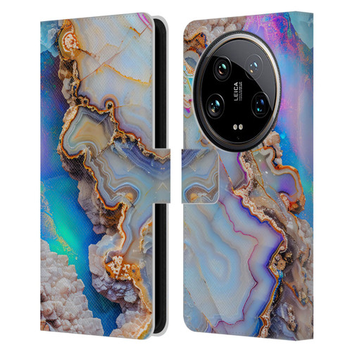 Haroulita Agates Pastel Leather Book Wallet Case Cover For Xiaomi 14 Ultra