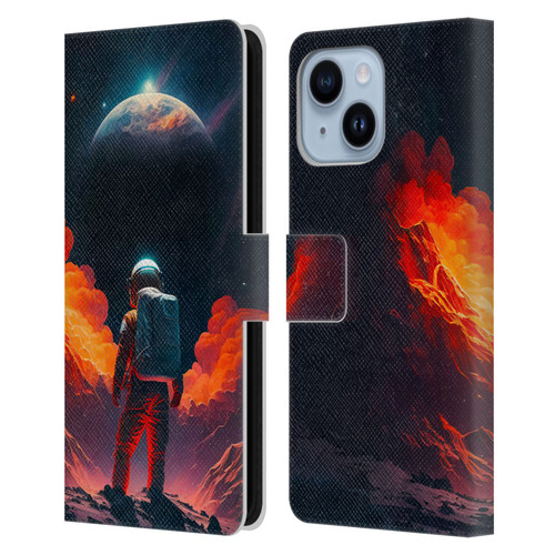 Haroulita Astronaut Galaxy Space Leather Book Wallet Case Cover For Apple iPhone 14 Plus