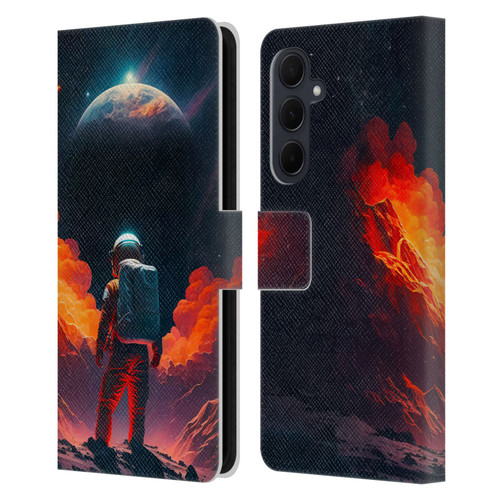 Haroulita Astronaut Galaxy Space Leather Book Wallet Case Cover For Samsung Galaxy A35 5G