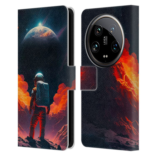 Haroulita Astronaut Galaxy Space Leather Book Wallet Case Cover For Xiaomi 14 Ultra
