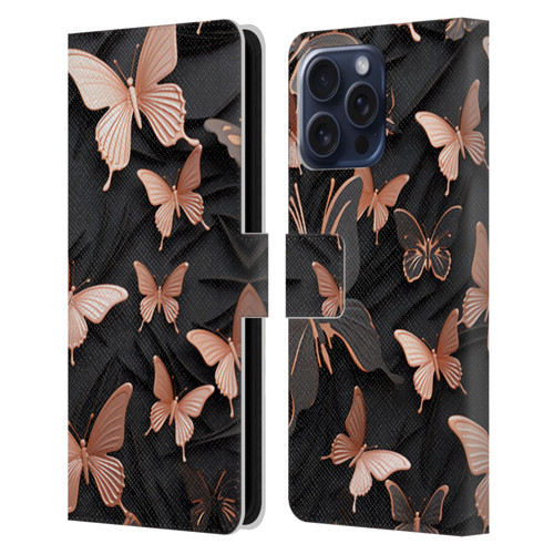 Haroulita Fancy Pattern Butterfly Leather Book Wallet Case Cover For Apple iPhone 16 Pro Max
