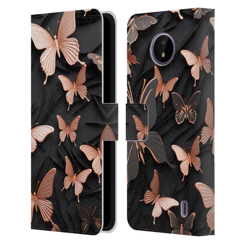 Haroulita Fancy Pattern Butterfly Leather Book Wallet Case Cover For Nokia C10 / C20