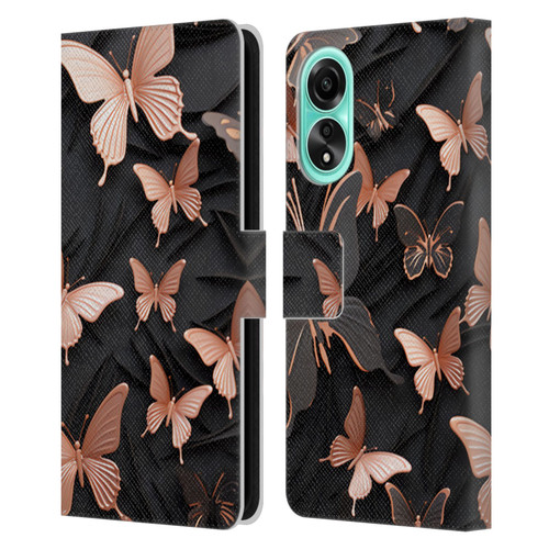 Haroulita Fancy Pattern Butterfly Leather Book Wallet Case Cover For OPPO A78 4G
