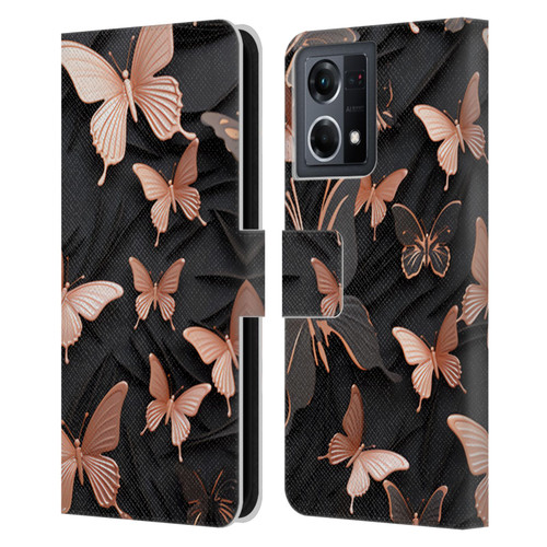 Haroulita Fancy Pattern Butterfly Leather Book Wallet Case Cover For OPPO Reno8 4G