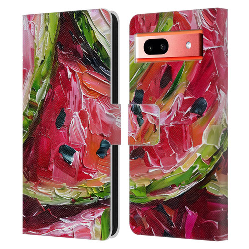 Haroulita Fruit Pattern Watermelon Leather Book Wallet Case Cover For Google Pixel 7a