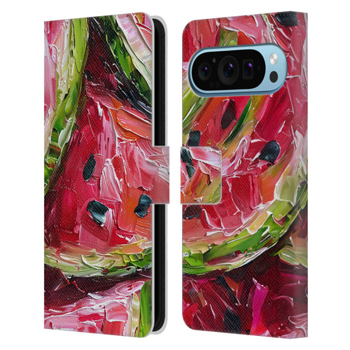 Haroulita Fruit Pattern Watermelon Leather Book Wallet Case Cover For Google Pixel 9 / Pixel 9 Pro