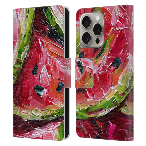 Haroulita Fruit Pattern Watermelon Leather Book Wallet Case Cover For Apple iPhone 16 Pro