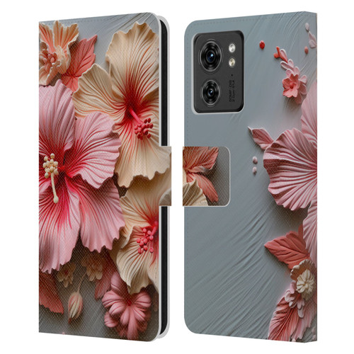 Haroulita Leaves And Flowers Hibiscus Leather Book Wallet Case Cover For Motorola Moto Edge 40