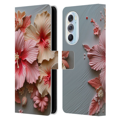 Haroulita Leaves And Flowers Hibiscus Leather Book Wallet Case Cover For Motorola Edge X30