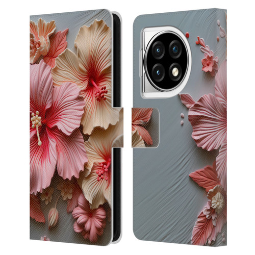 Haroulita Leaves And Flowers Hibiscus Leather Book Wallet Case Cover For OPPO OnePlus Ace 3 5G