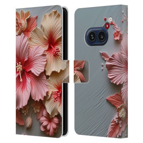 Haroulita Leaves And Flowers Hibiscus Leather Book Wallet Case Cover For Nothing Phone (2a)