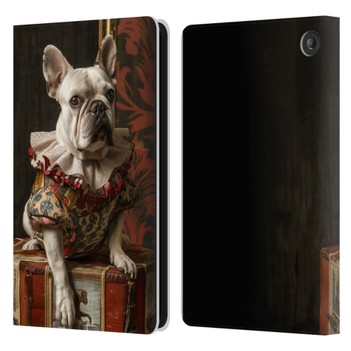 Haroulita Mix Art Animals Bulldog Leather Book Wallet Case Cover For Amazon Fire 7 2022