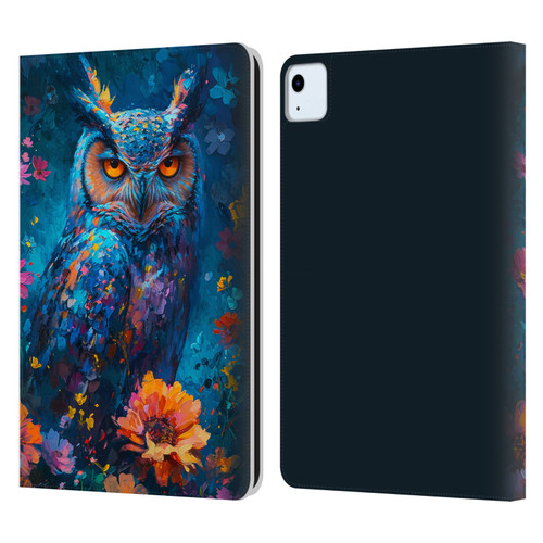 Haroulita Mix Art Animals Owl In Flowers Leather Book Wallet Case Cover For Apple iPad Air 11 2020/2022/2024