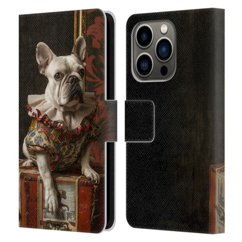 Haroulita Mix Art Animals Bulldog Leather Book Wallet Case Cover For Apple iPhone 14 Pro