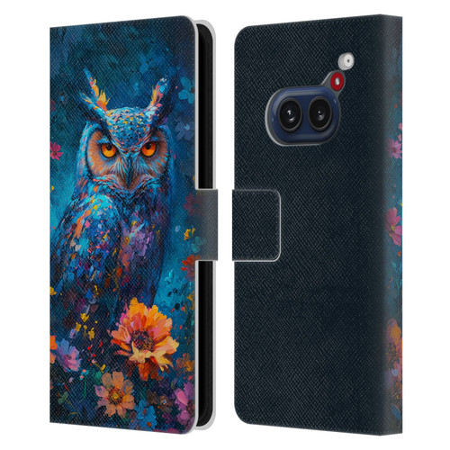 Haroulita Mix Art Animals Owl In Flowers Leather Book Wallet Case Cover For Nothing Phone (2a)