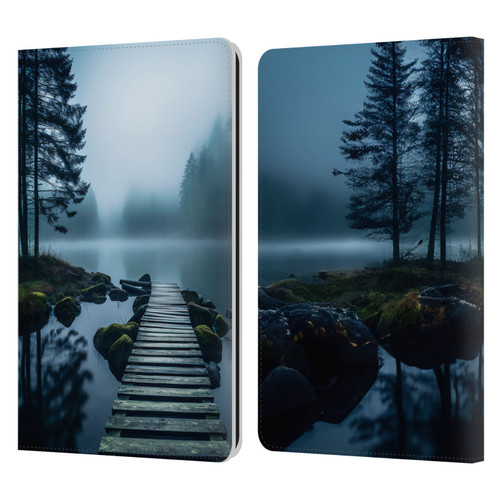 Haroulita Sceneries Dreaming Lake Pathway Leather Book Wallet Case Cover For Amazon Kindle Paperwhite 1 / 2 / 3