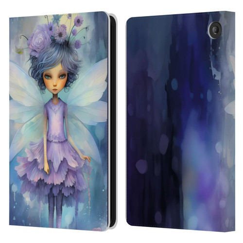 Haroulita Whimsical Purple Hair Fairy Leather Book Wallet Case Cover For Amazon Fire 7 2022