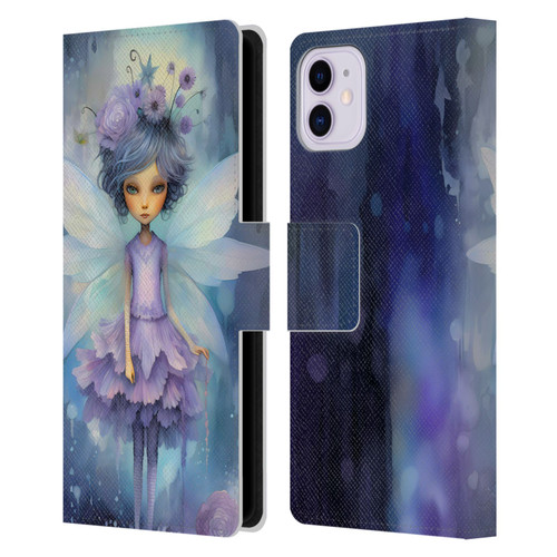 Haroulita Whimsical Purple Hair Fairy Leather Book Wallet Case Cover For Apple iPhone 11
