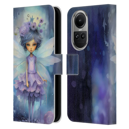 Haroulita Whimsical Purple Hair Fairy Leather Book Wallet Case Cover For OPPO Reno10 5G / Reno10 Pro 5G