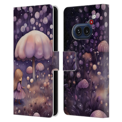 Haroulita Whimsical Girl And Mushroom Leather Book Wallet Case Cover For Nothing Phone (2a)