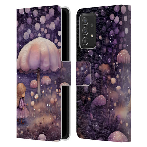 Haroulita Whimsical Girl And Mushroom Leather Book Wallet Case Cover For Samsung Galaxy A52 / A52s / 5G (2021)