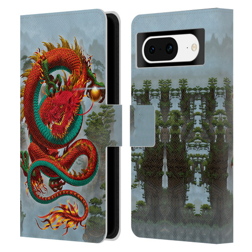 Vincent Hie Graphics Good Fortune Dragon Leather Book Wallet Case Cover For Google Pixel 8