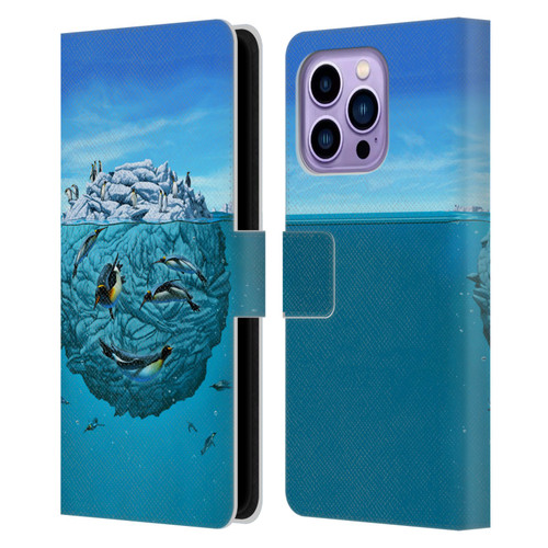 Vincent Hie Graphics Penguin Wink Leather Book Wallet Case Cover For Apple iPhone 14 Pro Max