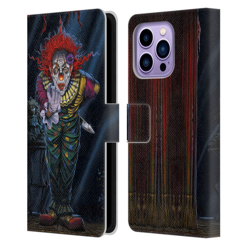 Vincent Hie Graphics Surprise Clown Leather Book Wallet Case Cover For Apple iPhone 14 Pro Max