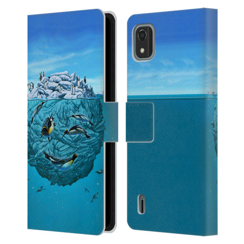 Vincent Hie Graphics Penguin Wink Leather Book Wallet Case Cover For Nokia C2 2nd Edition