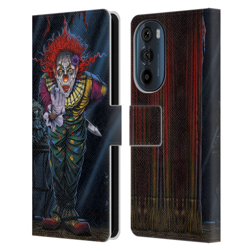 Vincent Hie Graphics Surprise Clown Leather Book Wallet Case Cover For Motorola Edge 30