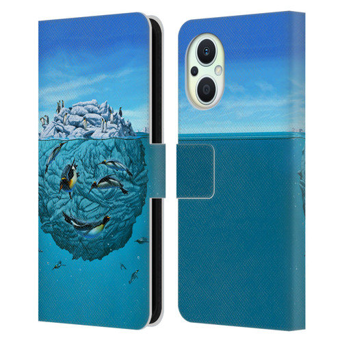 Vincent Hie Graphics Penguin Wink Leather Book Wallet Case Cover For OPPO Reno8 Lite