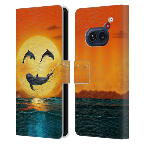 Vincent Hie Graphics Dolphins Smile Leather Book Wallet Case Cover For Nothing Phone (2a)