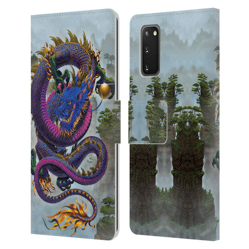 Vincent Hie Graphics Good Fortune Dragon Blue Leather Book Wallet Case Cover For Samsung Galaxy S20 / S20 5G