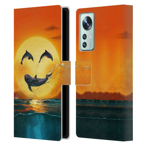 Vincent Hie Graphics Dolphins Smile Leather Book Wallet Case Cover For Xiaomi 12