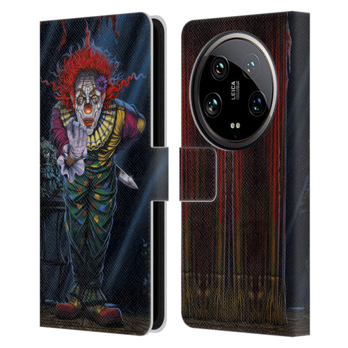 Vincent Hie Graphics Surprise Clown Leather Book Wallet Case Cover For Xiaomi 14 Ultra