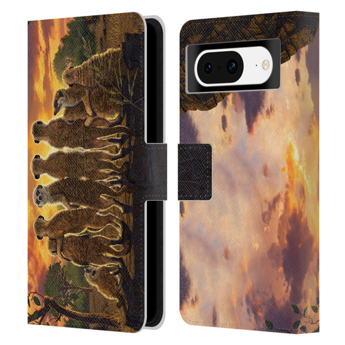 Vincent Hie Key Art Meerkat Family Leather Book Wallet Case Cover For Google Pixel 8