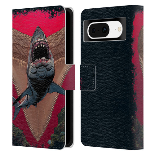 Vincent Hie Key Art Shark Leather Book Wallet Case Cover For Google Pixel 8