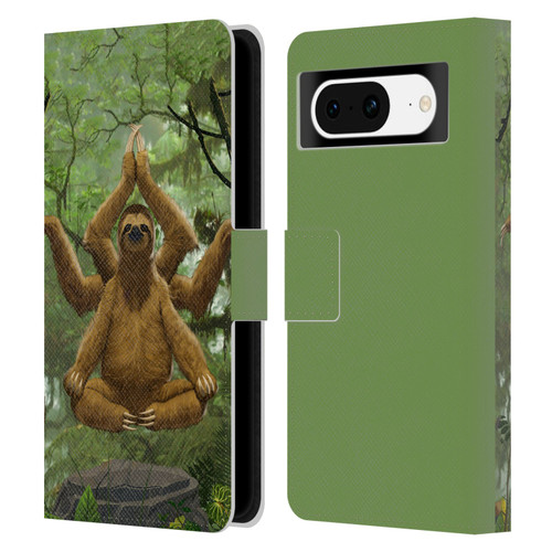 Vincent Hie Key Art Zen Sloth Leather Book Wallet Case Cover For Google Pixel 8